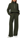 Solid Color Long-sleeve Zip-up Sweatshirt And Pants Set Two-piece Suit